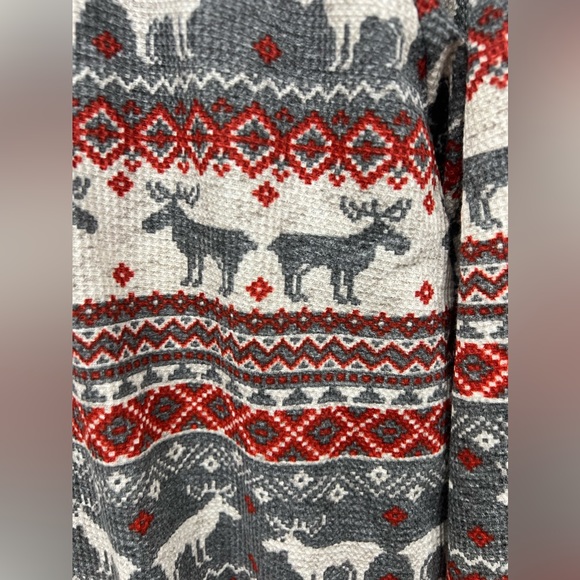 NWT Unisex Adult Matching Family Thermal Reindeer Fairisle Cotton Pajamas - Picture 5 of 9